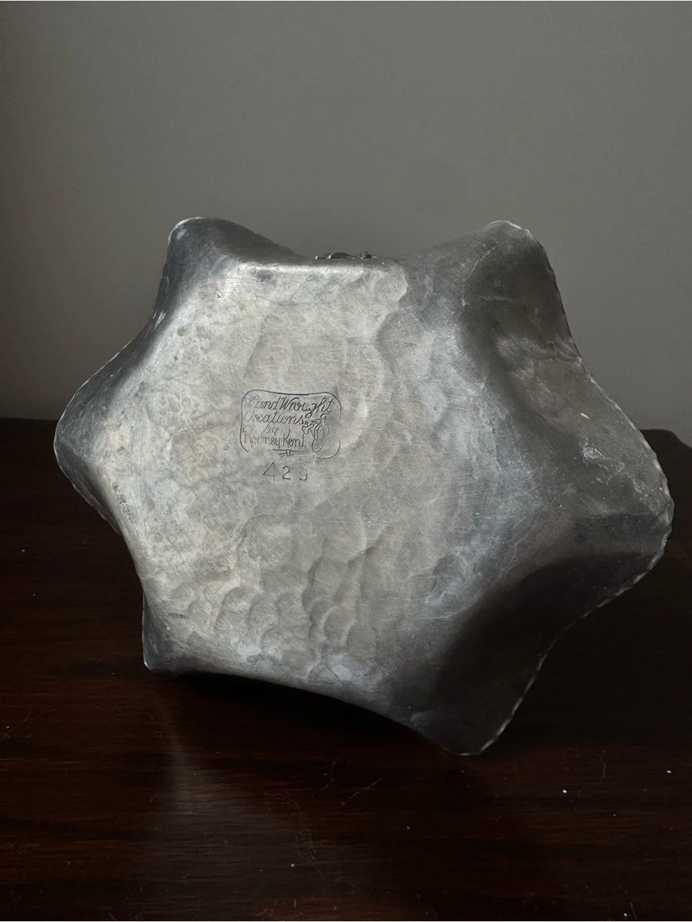 Vintage Rodney Kent Hand Wrought Aluminum Floral Basket Dish 429